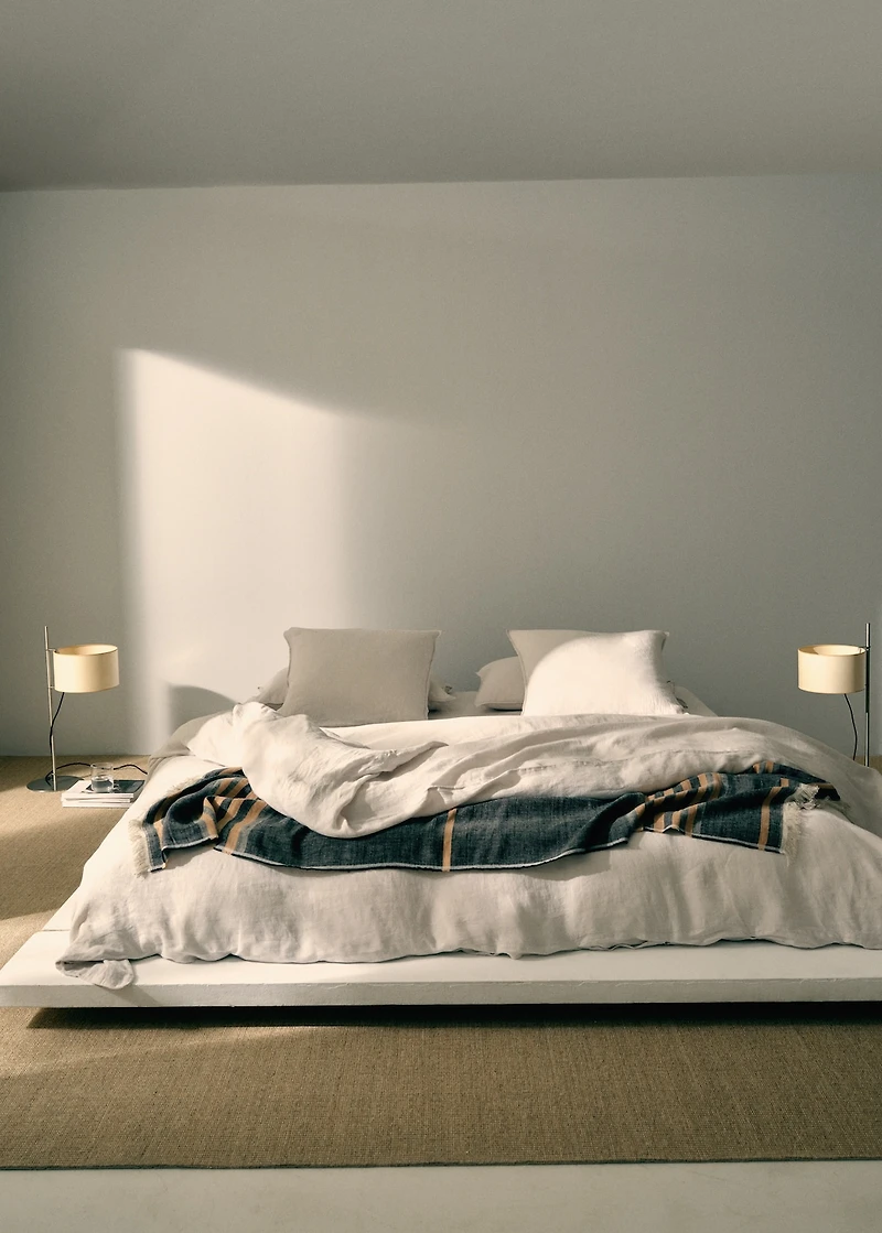 Two washed linen pillowcases 60x60 cm