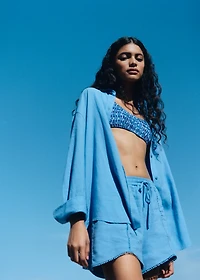 Linen shorts with drawstring