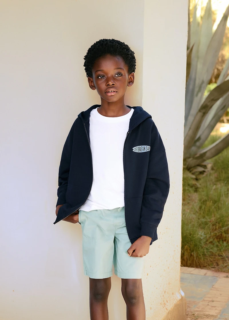 Elastic waist Bermuda shorts