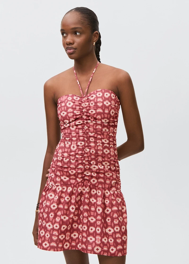 Printed ruched dress