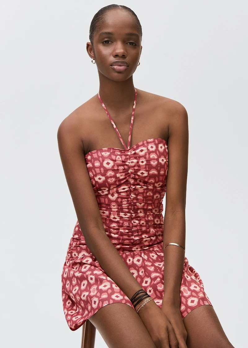 Printed ruched dress