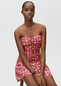 Printed ruched dress