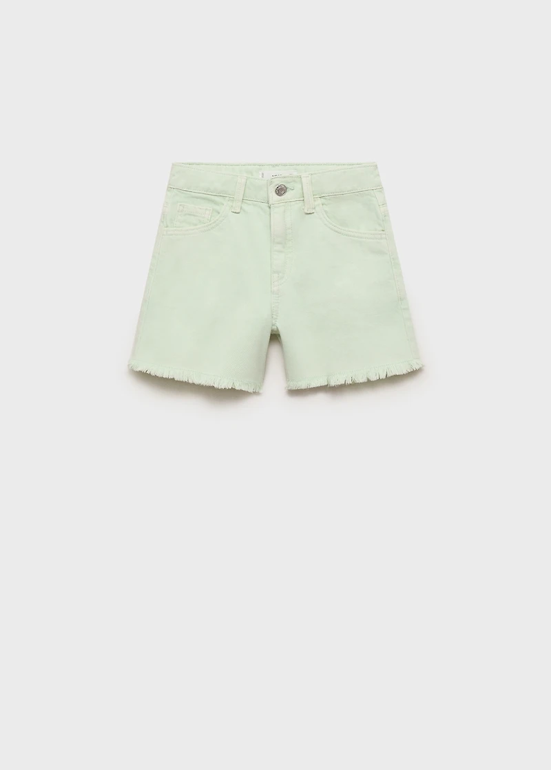 Denim shorts with frayed hem