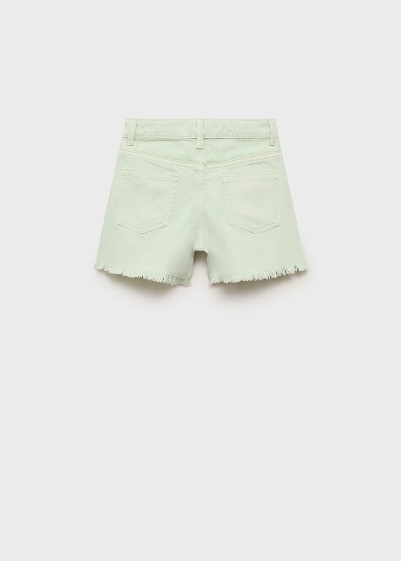 Denim shorts with frayed hem