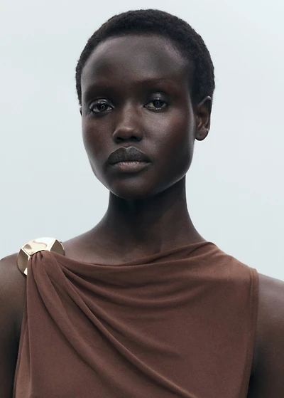 Draped dress with metallic detail