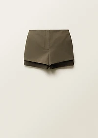 Combined linen-blend shorts