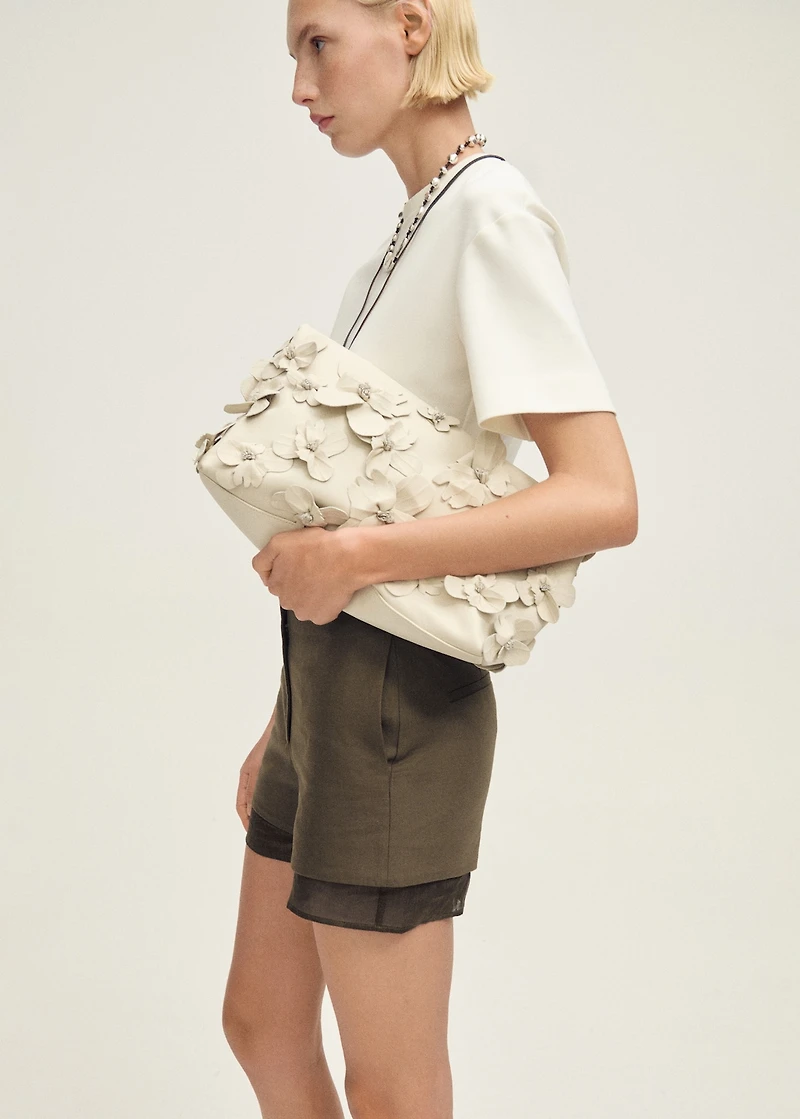 Combined linen-blend shorts