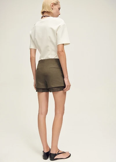 Combined linen-blend shorts