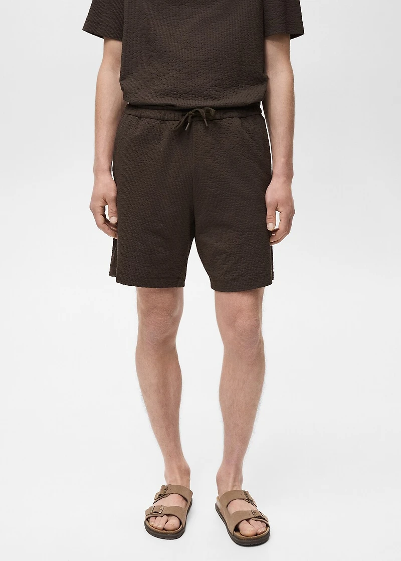 Seersucker shorts with drawstring