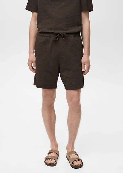 Seersucker shorts with drawstring