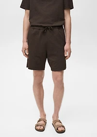Seersucker shorts with drawstring