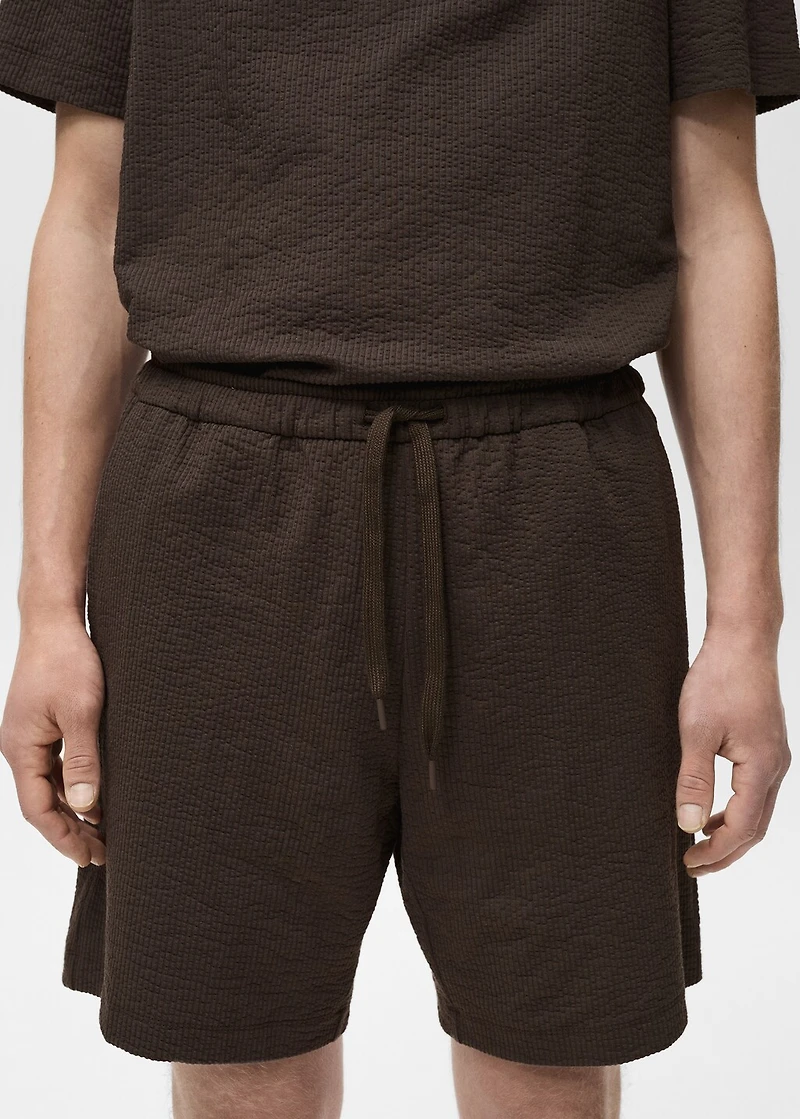 Seersucker shorts with drawstring
