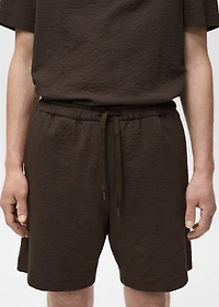 Seersucker shorts with drawstring