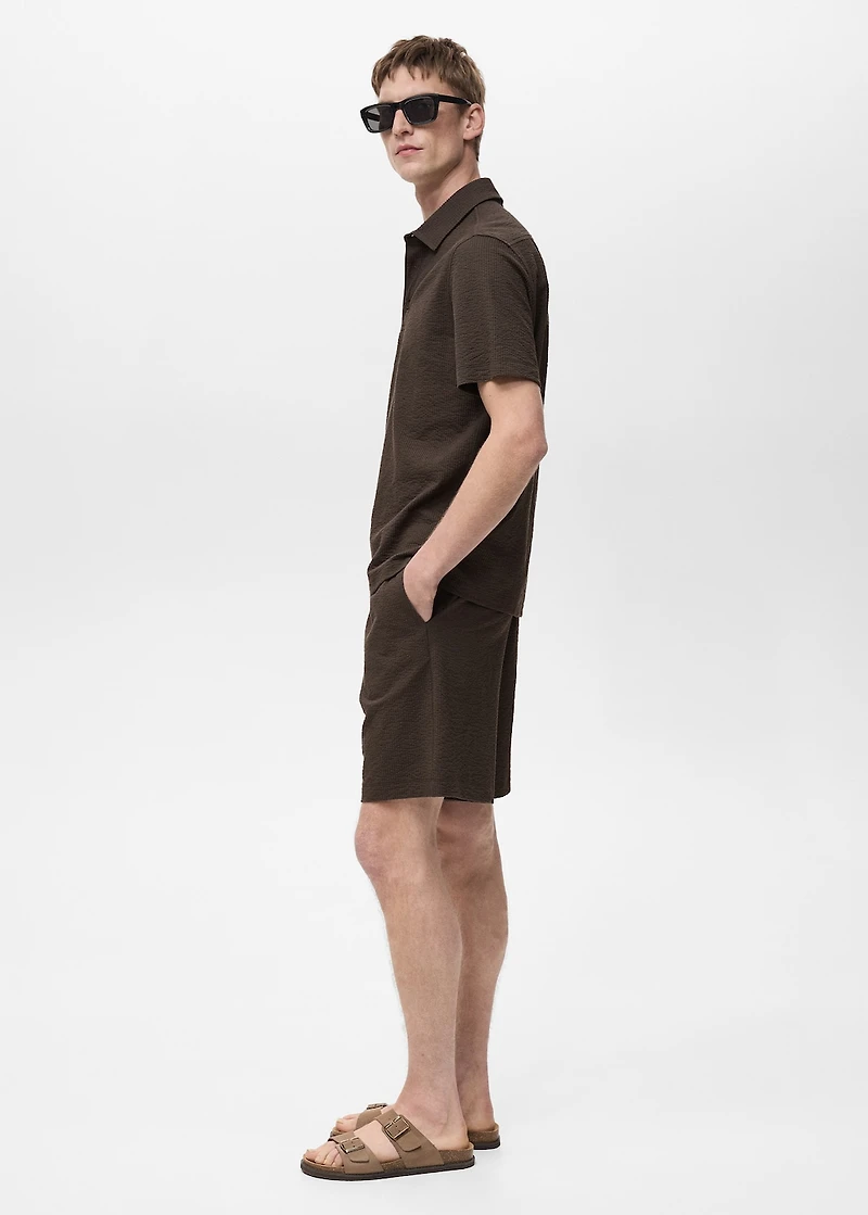 Seersucker shorts with drawstring
