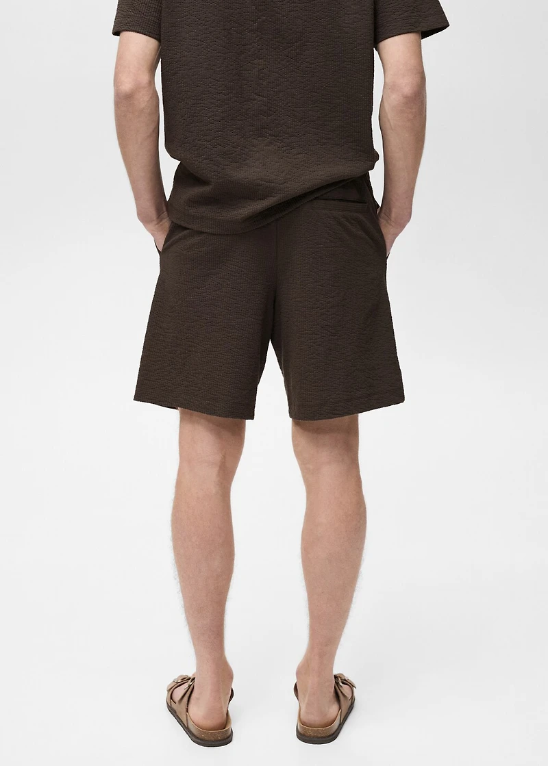 Seersucker shorts with drawstring