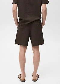 Seersucker shorts with drawstring
