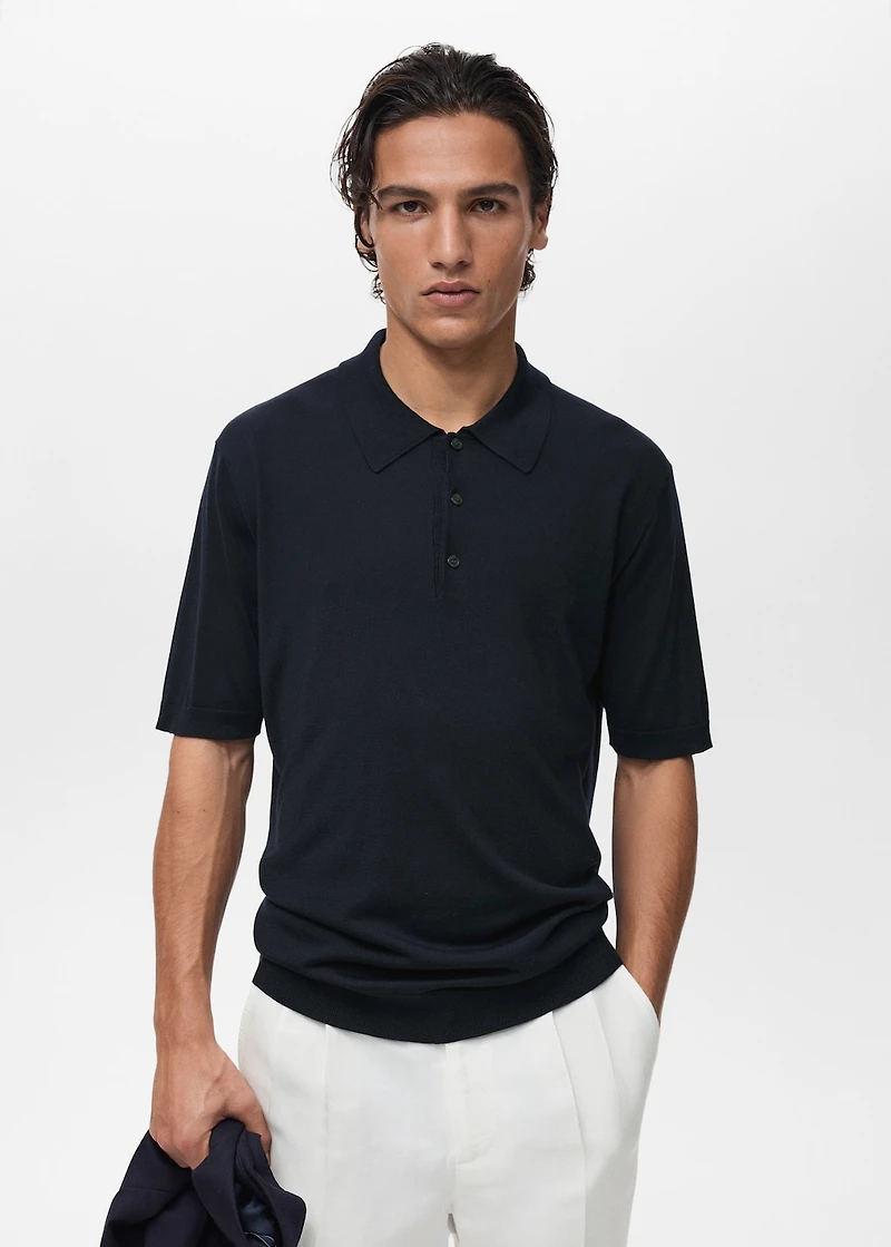 Fine-knit lyocell polo shirt