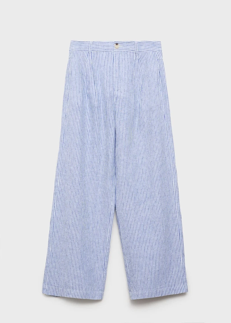 Striped linen-blend pants