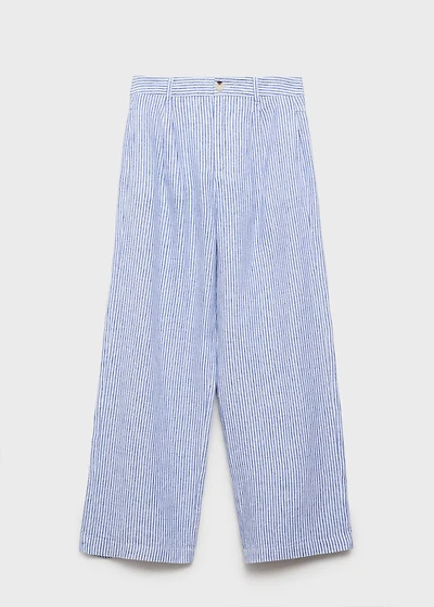 Striped linen-blend pants