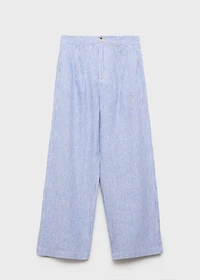 Striped linen-blend pants