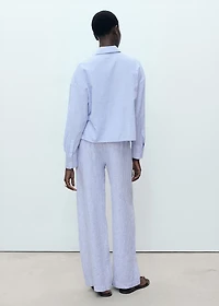 Striped linen-blend pants