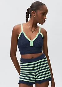 Contrasting crochet top