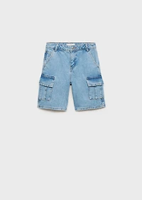 Denim cargo shorts