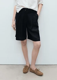 Belt linen-blend Bermuda shorts