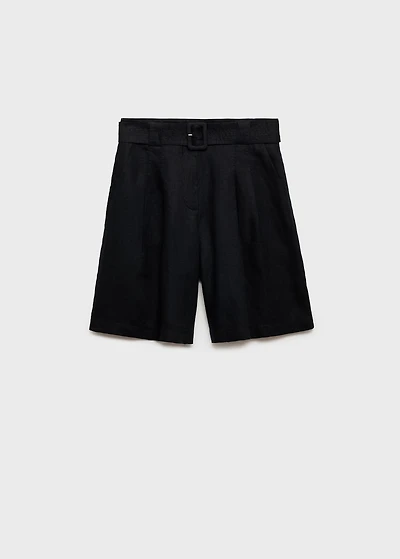 Belt linen-blend Bermuda shorts