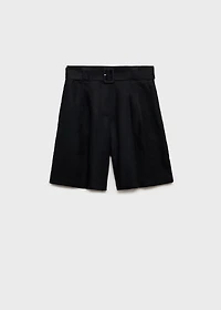 Belt linen-blend Bermuda shorts