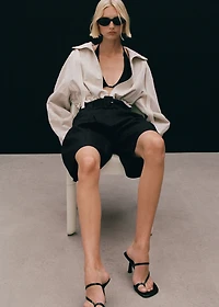 Belt linen-blend Bermuda shorts