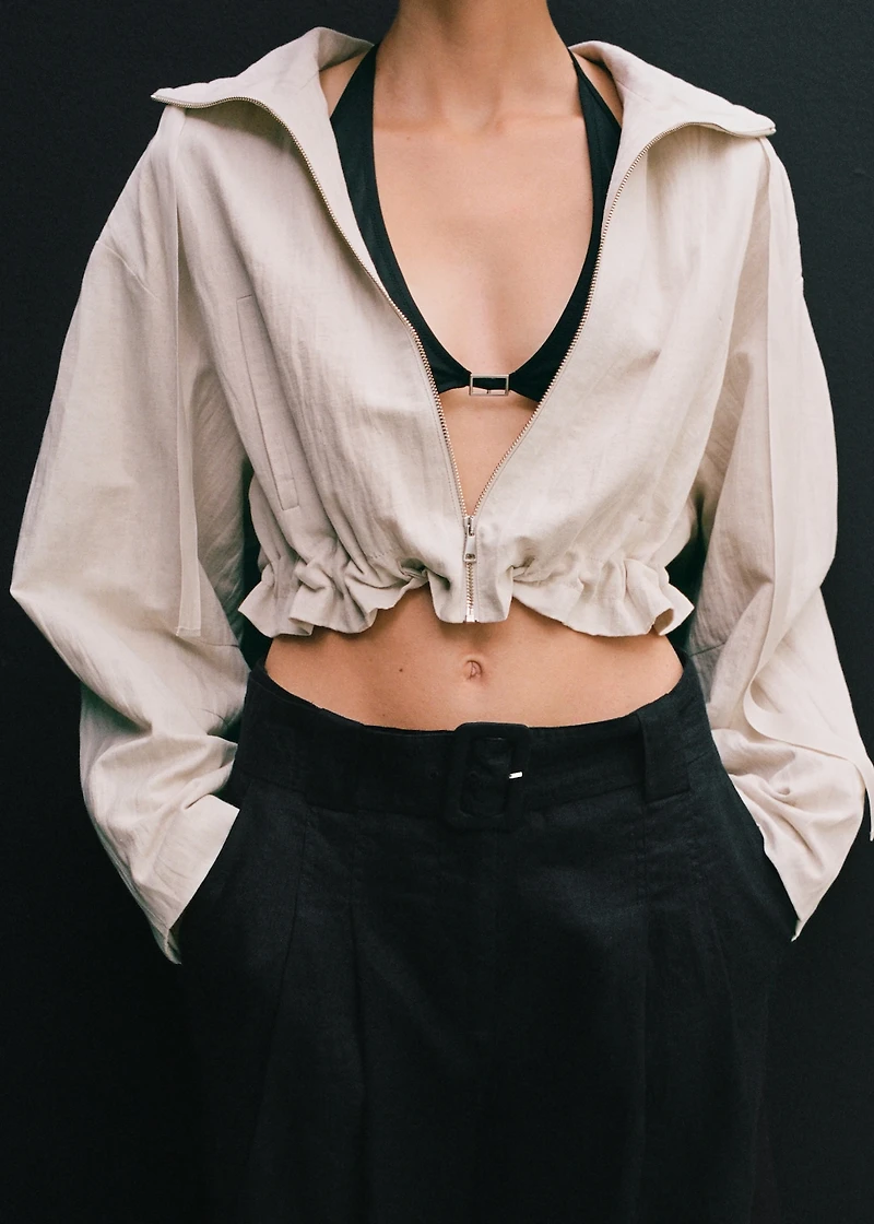 Belt linen-blend Bermuda shorts