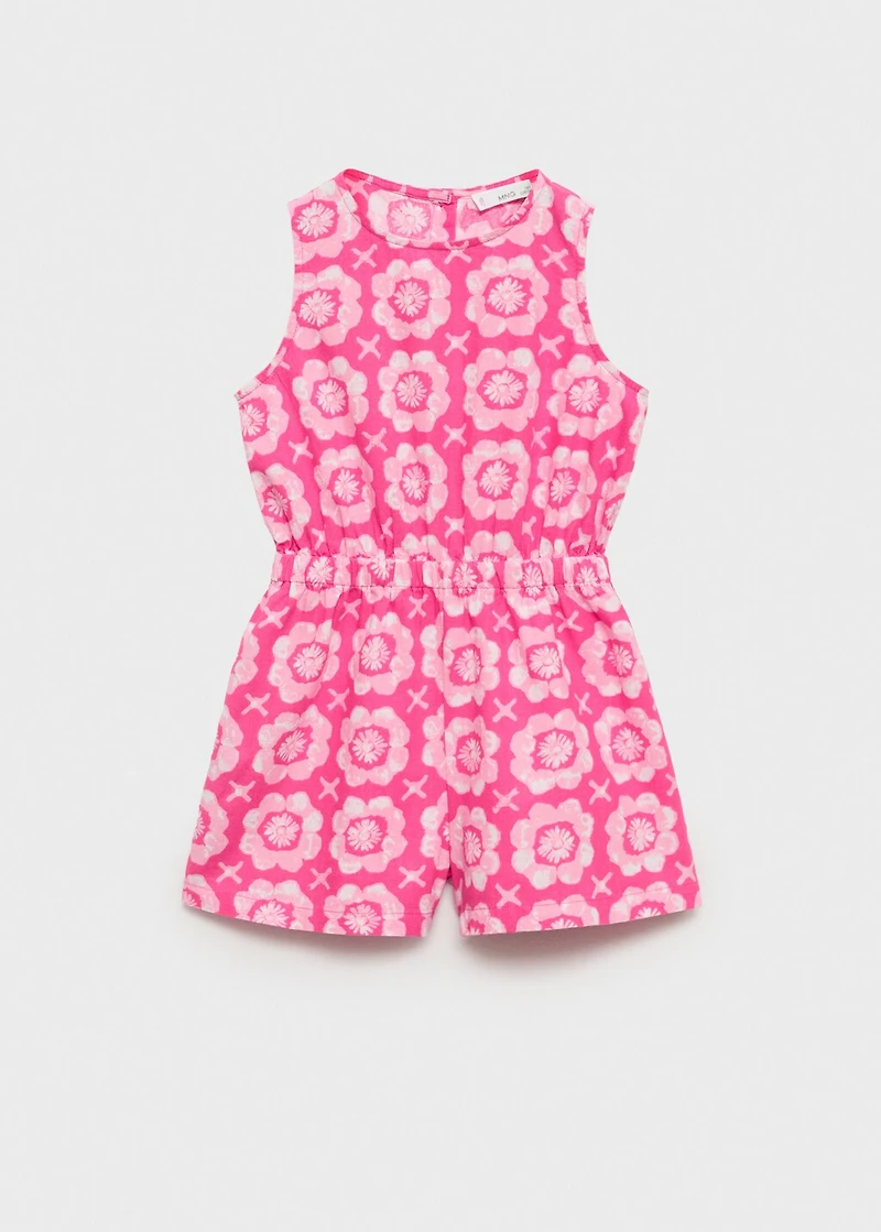 Linen-blend printed jumpsuit