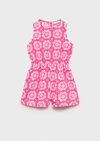 Linen-blend printed jumpsuit