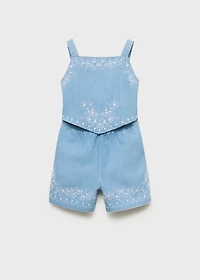 Denim jumpsuit with embroidered detail