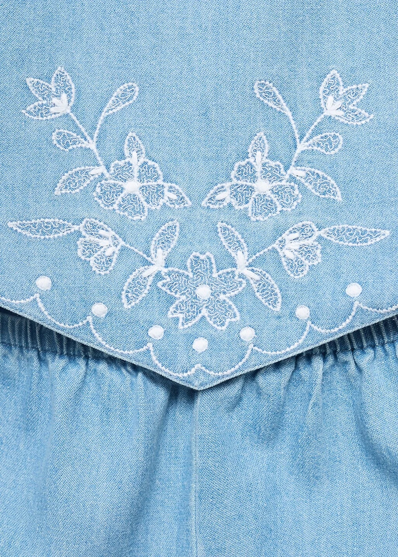 Denim jumpsuit with embroidered detail