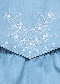 Denim jumpsuit with embroidered detail