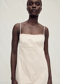 Cotton dress with frayed neckline