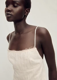 Cotton dress with frayed neckline