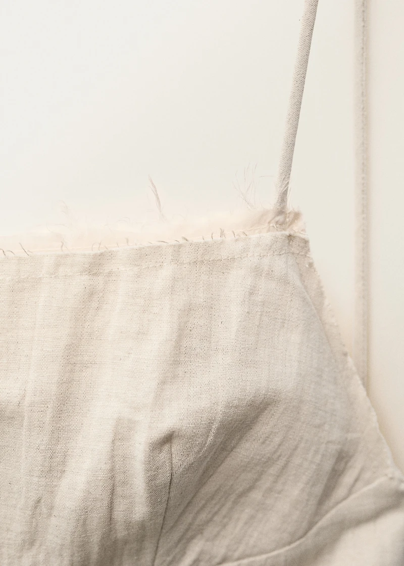 Cotton dress with frayed neckline