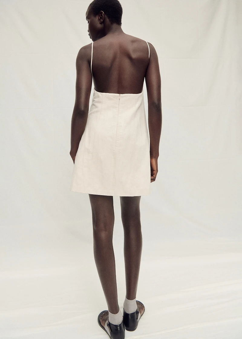 Cotton dress with frayed neckline