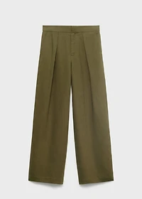 Linen-blend pleated pants
