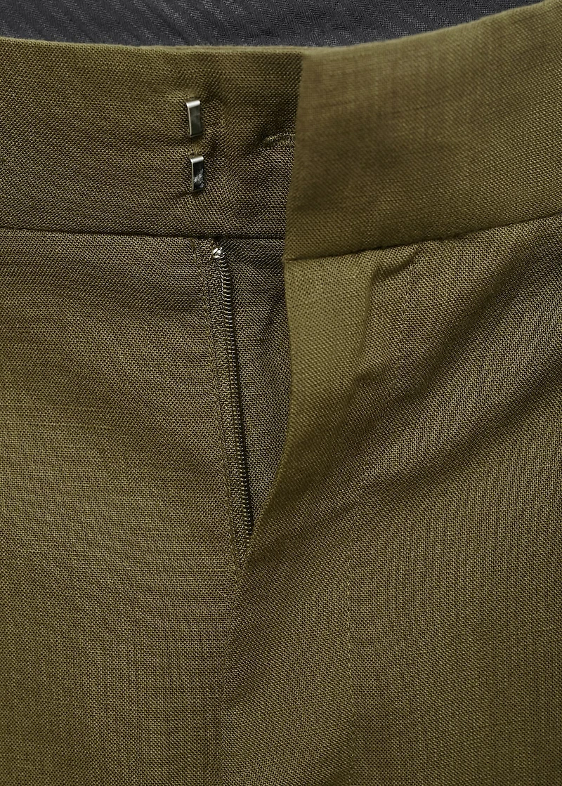 Linen-blend pleated pants