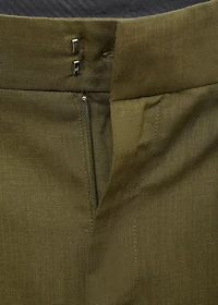 Linen-blend pleated pants