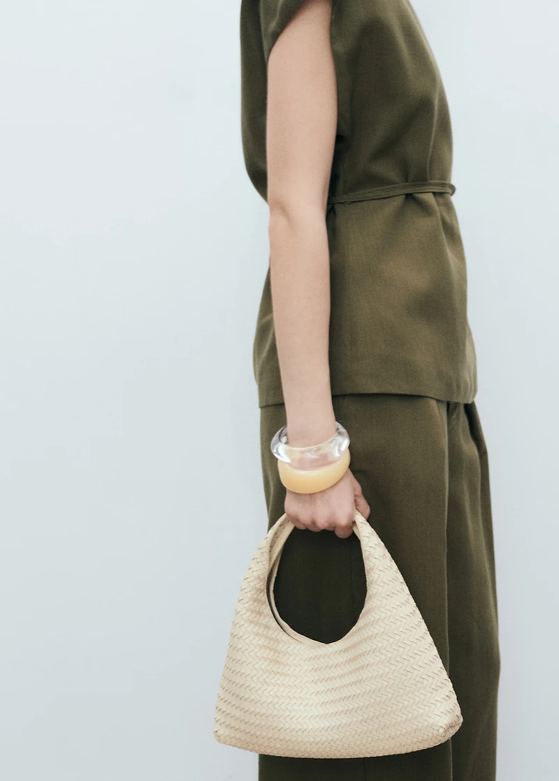 Linen-blend pleated pants