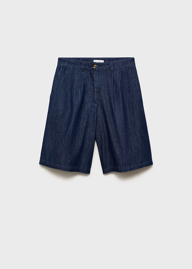 Straight-fit rinse-wash denim bermuda shorts