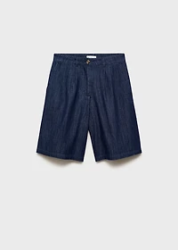 Straight-fit rinse-wash denim bermuda shorts