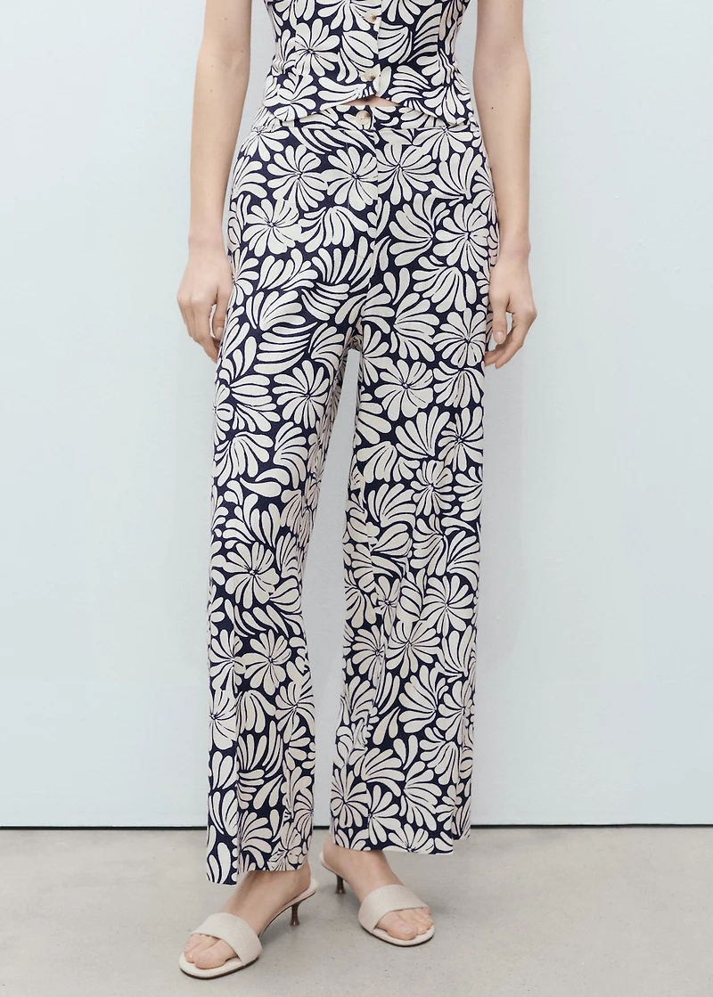 Floral linen pants