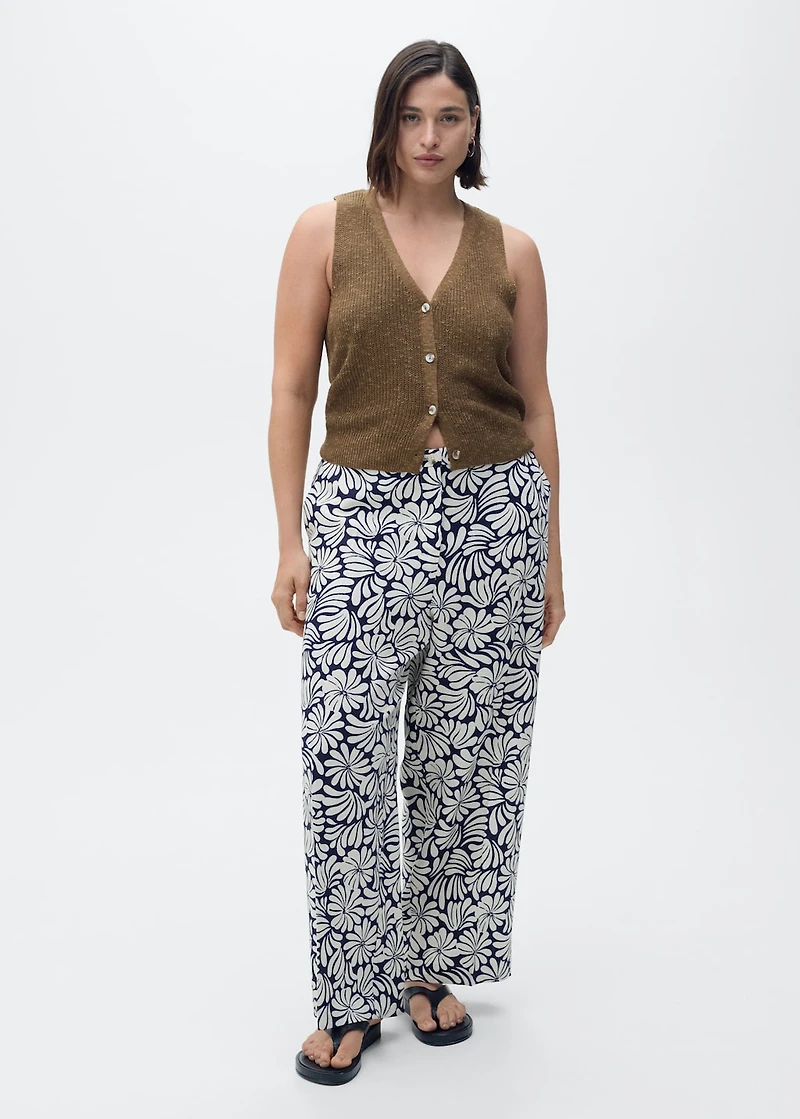 Floral linen pants
