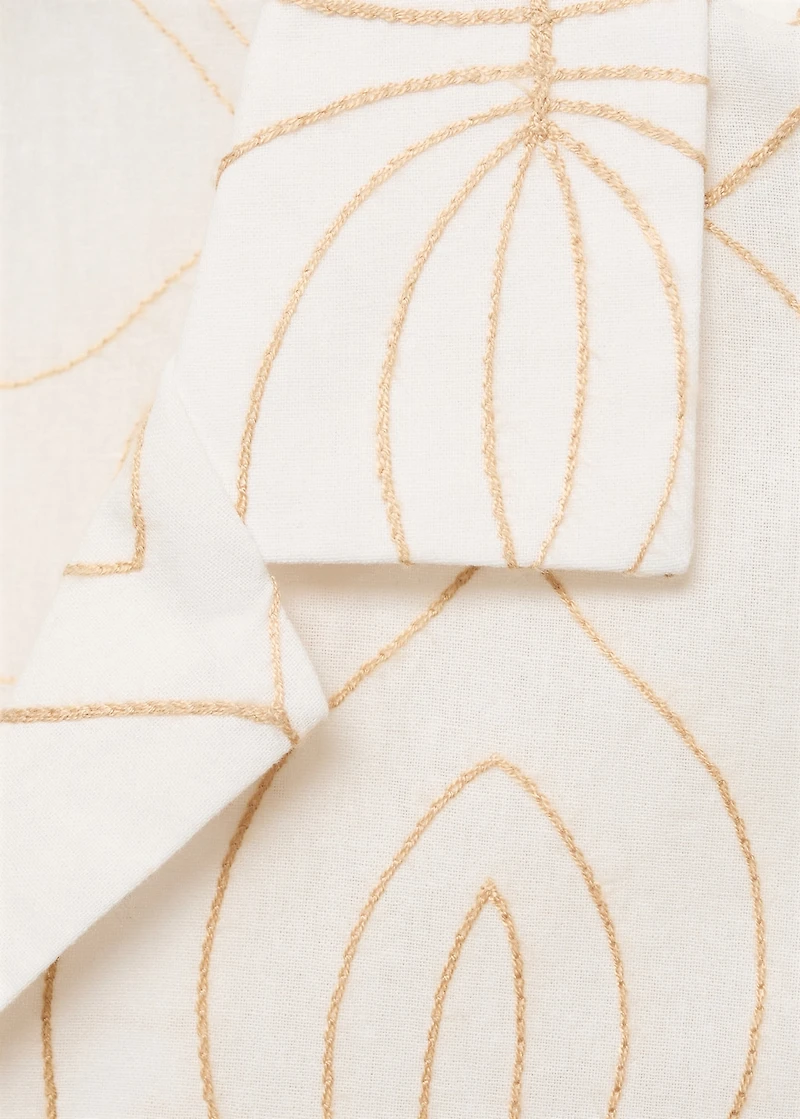 Shirt with embroidered bowling collar